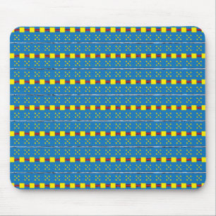Blue and Yellow Geometric Ethnic Folk art pattern Mouse Pad