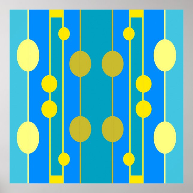 Blue and yellow geometric pattern poster (Front)