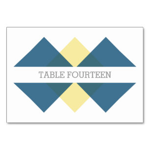 Blue and Yellow Geometric Triad Table Card