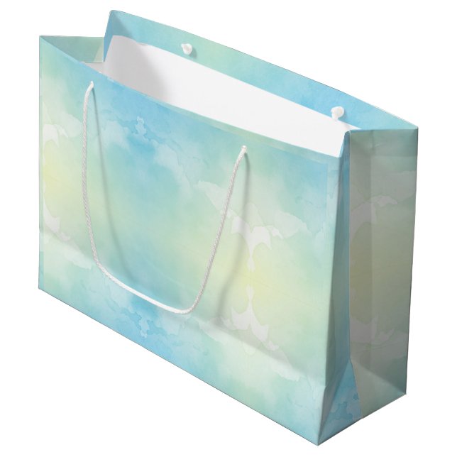 Blue and yellow gradient gift bag with white (Front Angled)