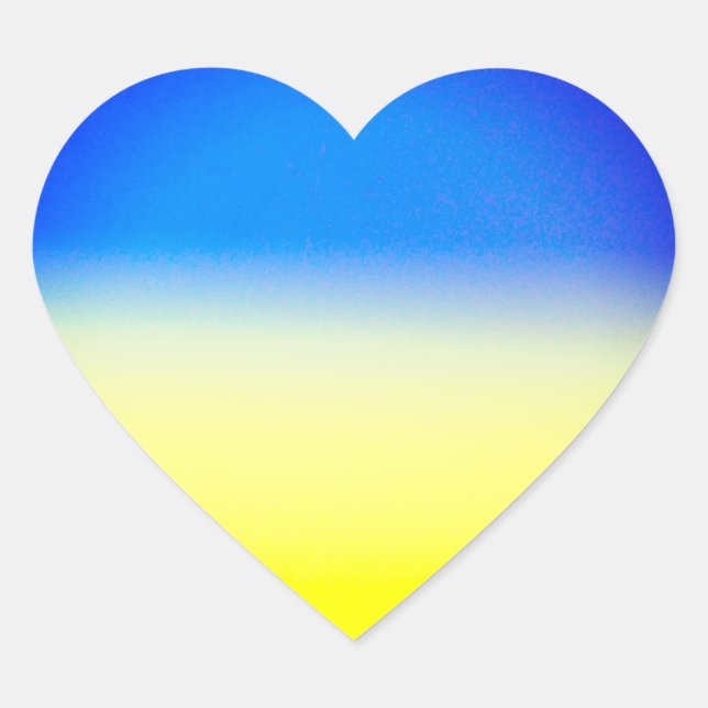 Blue and Yellow Gradient Peace Ukraine Inspiration Heart Sticker (Front)