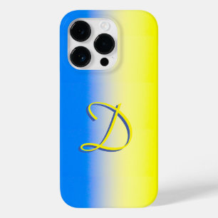 Blue and Yellow gradient Ukraine Inspired monogram Case-Mate iPhone 14 Pro Case