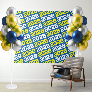 Blue and Yellow Graduation Class Year Backdrop Tapestry