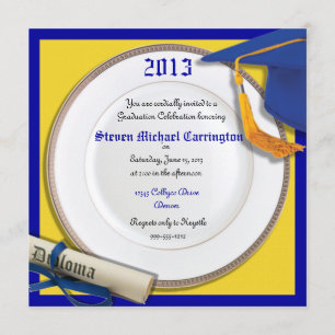 Blue and Yellow Graduation Party Invitations