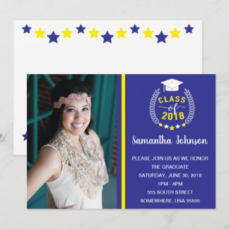 Blue and Yellow Graduation Party Invite