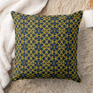 Blue and yellow grid pattern  throw pillow