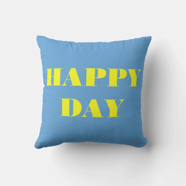 Blue And Yellow Happy Day Throw Pillow (Back)