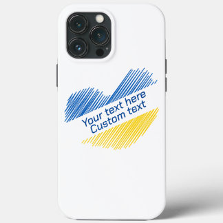 Blue and yellow heart. Custom text. Customizable iPhone 13 Pro Max Case