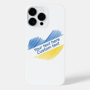 Blue and yellow heart. Custom text. Customizable iPhone 14 Pro Max Case