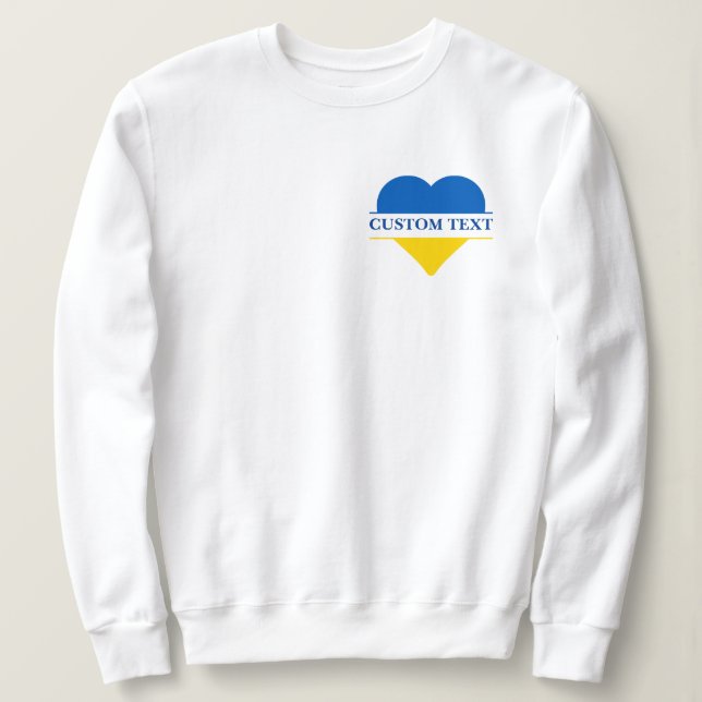Blue and yellow heart. Custom text. Customizable Sweatshirt (Design Front)