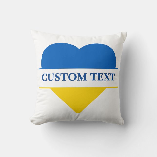 Blue and yellow heart. Custom text. Customizable Throw Pillow (Front)