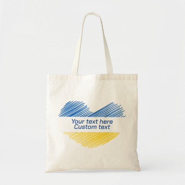 Blue and yellow heart. Custom text. Customizable Tote Bag (Front)