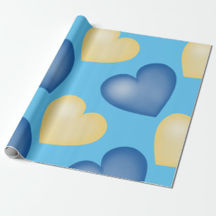 Blue and yellow. Heart. Love  Wrapping Paper