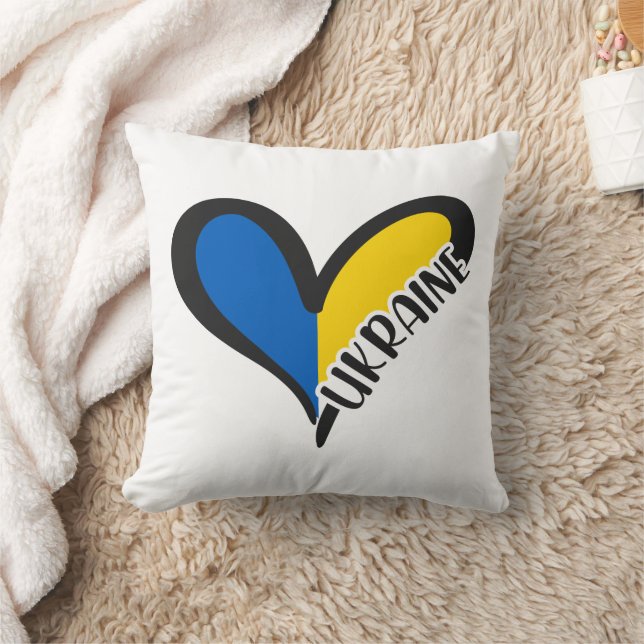 Blue and yellow heart, Ukrainian flag colours Throw Pillow (Blanket)