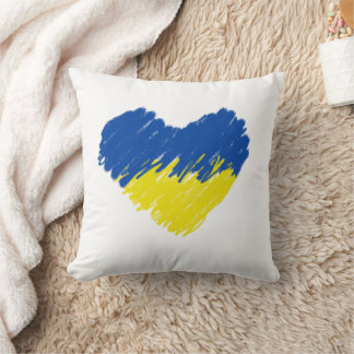Blue and yellow heart, Ukrainian flag colours Throw Pillow