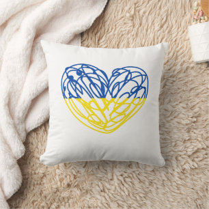 Blue and yellow heart, Ukrainian flag colours Throw Pillow