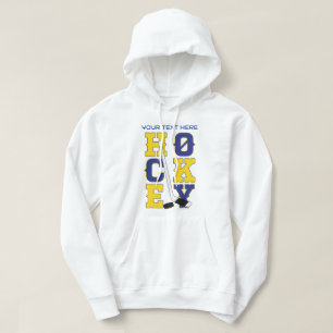Blue and Yellow Hockey Sports Spirit Wear Hoodie