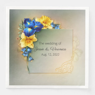 Blue and Yellow Irises Wedding  Napkin
