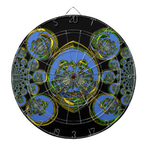 Blue and Yellow Kaleidoscope Art Print Dartboard