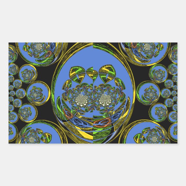 Blue and Yellow Kaleidoscope Art Print Sticker (Front)
