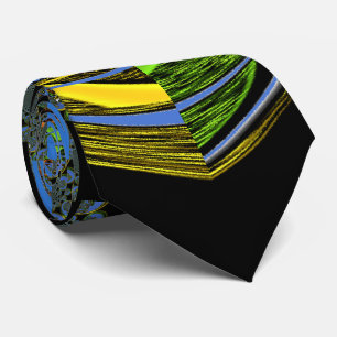 Blue and Yellow Kaleidoscope Art Print Tie