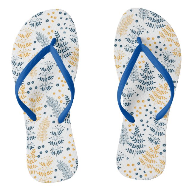 Blue and yellow leaves flip flops (Footbed)