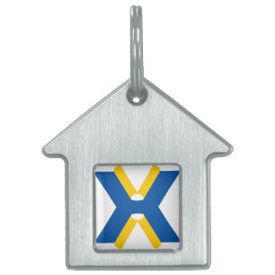 Blue and Yellow Letter X Monogram Pet ID Tag