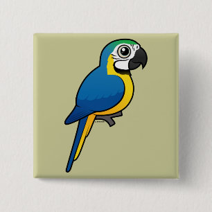 Blue-and-yellow Macaw 2 Inch Square Button