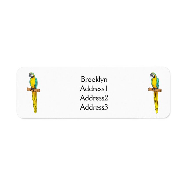 Blue-and-yellow macaw bird cartoon illustration (Front)