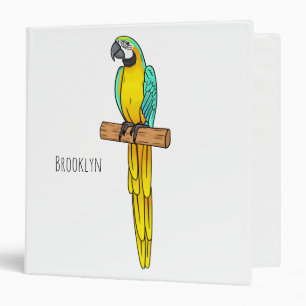 Blue-and-yellow macaw bird cartoon illustration binder