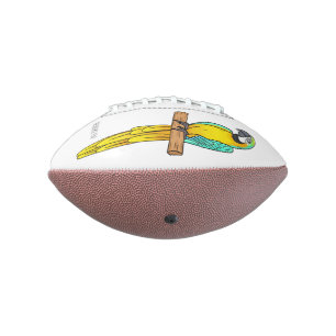 Blue-and-yellow macaw bird cartoon illustration football