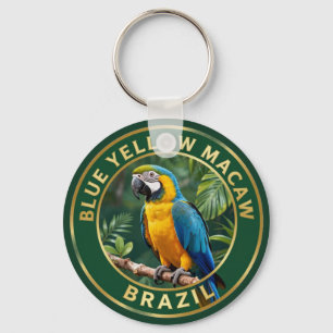 🦜 Blue-and-Yellow Macaw Brazil Tropical Bird Keychain