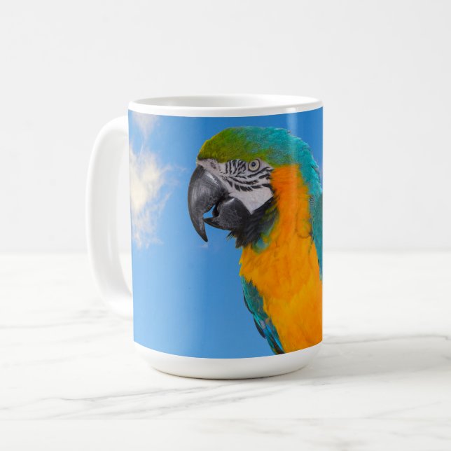Blue and yellow macaw  coffee mug (Front Left)