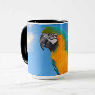 Blue and yellow macaw mug
