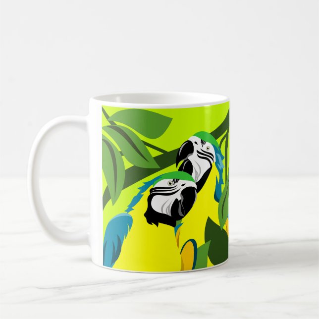 Blue and Yellow Macaw Parrot Coffee Mug (Left)