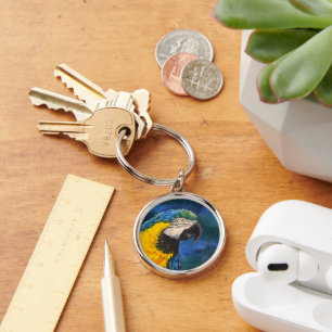 Blue and yellow macaw Parrot Keychain