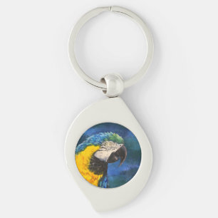 Blue and yellow macaw Parrot Keychain