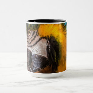 Blue and yellow macaw portrait mug