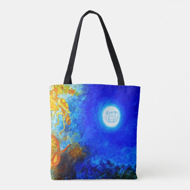 Blue and Yellow Mayan Tote Bag (Back)