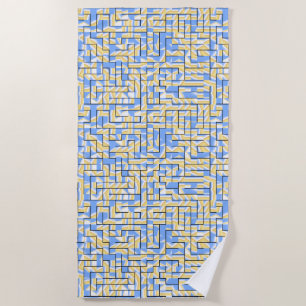 Blue and Yellow Maze Beach Towel