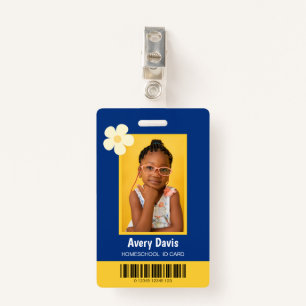 Blue and Yellow Minimalist homeschool ID card Badge