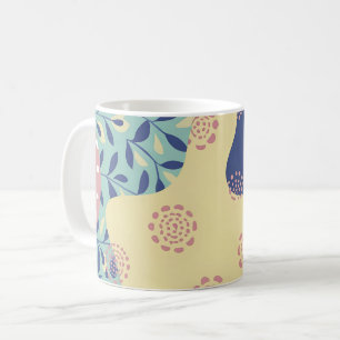 Blue and Yellow Mixed Media Geometric Coffee Mug