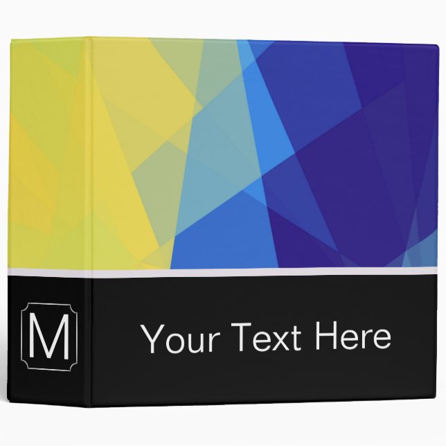 Blue and Yellow Modern Geometric Pattern Binder (Front/Spine)