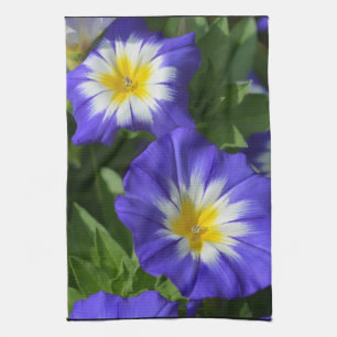 Blue and Yellow Morning Glories Kitchen Towel