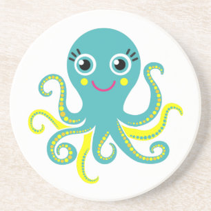 Blue and Yellow Octopus Coaster