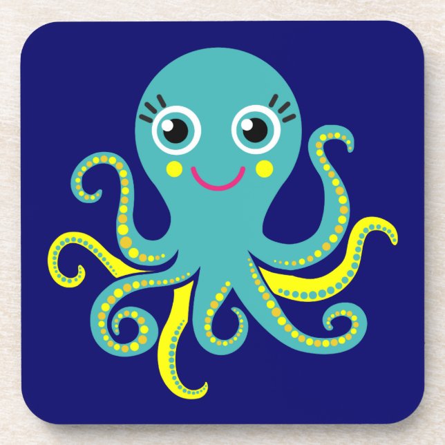 Blue and Yellow Octopus Coaster (Front)