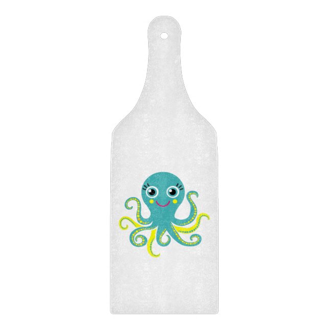 Blue and Yellow Octopus Cutting Board (Front)
