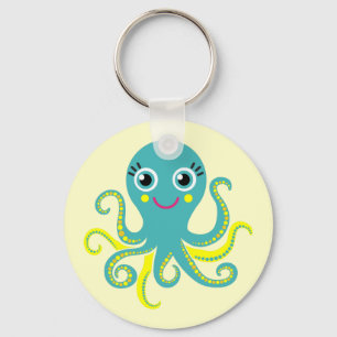Blue and Yellow Octopus Keychain