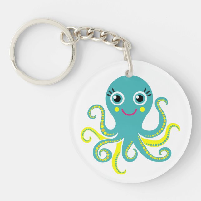 Blue and Yellow Octopus Keychain (Front)