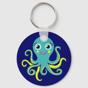 Blue and Yellow Octopus Keychain